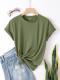 Solid Round Neck Tee Celebrity-Style Short-Sleeve Casual Top