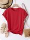 Solid Round Neck Tee Celebrity-Style Short-Sleeve Casual Top