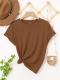 Solid Round Neck Tee Celebrity-Style Short-Sleeve Casual Top