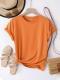 Solid Round Neck Tee Celebrity-Style Short-Sleeve Casual Top