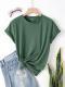 Solid Round Neck Tee Celebrity-Style Short-Sleeve Casual Top