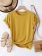 Solid Round Neck Tee Celebrity-Style Short-Sleeve Casual Top