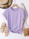Solid Round Neck Tee Celebrity-Style Short-Sleeve Casual Top