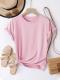 Solid Round Neck Tee Celebrity-Style Short-Sleeve Casual Top