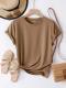 Solid Round Neck Tee Celebrity-Style Short-Sleeve Casual Top
