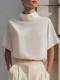 Womens Solid-color Versatile New Chinese-style Mandarin-collar Top