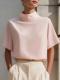 Womens Solid-color Versatile New Chinese-style Mandarin-collar Top