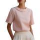 Womens Solid-color Crew-neck Versatile Short-sleeve Top