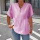 Fashionable Casual Solid-color V-neck T-shirt With Buttons