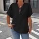 Fashionable Casual Solid-color V-neck T-shirt With Buttons