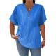 Fashionable Casual Solid-color V-neck T-shirt With Buttons
