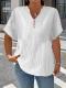 Fashionable Casual Solid-color V-neck T-shirt With Buttons