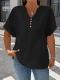 Fashionable Casual Solid-color V-neck T-shirt With Buttons