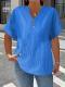 Fashionable Casual Solid-color V-neck T-shirt With Buttons