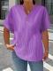 Fashionable Casual Solid-color V-neck T-shirt With Buttons