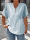 Fashionable Casual Solid-color V-neck T-shirt With Buttons