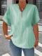 Fashionable Casual Solid-color V-neck T-shirt With Buttons