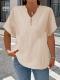 Fashionable Casual Solid-color V-neck T-shirt With Buttons