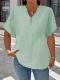 Fashionable Casual Solid-color V-neck T-shirt With Buttons