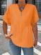 Fashionable Casual Solid-color V-neck T-shirt With Buttons