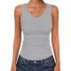 V-neck Ribbed Slim-fit Sleeveless Knit Top Stylish And Casual