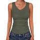 V-neck Ribbed Slim-fit Sleeveless Knit Top Stylish And Casual