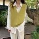 V-neck Sleeveless Solid-color Sweater Vest Small Cardigan