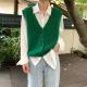 V-neck Sleeveless Solid-color Sweater Vest Small Cardigan