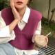V-neck Sleeveless Solid-color Sweater Vest Small Cardigan
