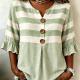 Fashionable Plaid Striped Printed Short-sleeve Button-up Top