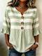 Fashionable Plaid Striped Printed Short-sleeve Button-up Top