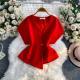 Niche-design Irregular Fashion Single-button Waist-cinching V-neck Top