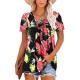 V-neck Lace-up Printed Womens Casual Sexy Top