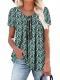 V-neck Lace-up Printed Womens Casual Sexy Top