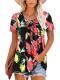 V-neck Lace-up Printed Womens Casual Sexy Top