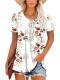 V-neck Lace-up Printed Womens Casual Sexy Top