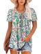 V-neck Lace-up Printed Womens Casual Sexy Top