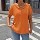 Womens Solid-color Textured Pleated Fabric Doll-collar Button T-shirt