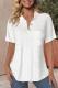 Solid-color V-neck Short-sleeved Cotton-linen Casual Loose-fit Pocket Shirt