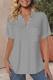 Solid-color V-neck Short-sleeved Cotton-linen Casual Loose-fit Pocket Shirt