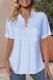 Solid-color V-neck Short-sleeved Cotton-linen Casual Loose-fit Pocket Shirt