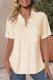 Solid-color V-neck Short-sleeved Cotton-linen Casual Loose-fit Pocket Shirt