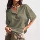 Chic Short-sleeve T-shirt With Visible Stitching Patchwork Design