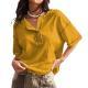 Chic Short-sleeve T-shirt With Visible Stitching Patchwork Design