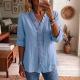 Womens Casual Loose-fit Long-sleeve Ruffled Blouse