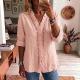 Womens Casual Loose-fit Long-sleeve Ruffled Blouse