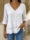 Womens Cotton Solid-Color Loose V-Neck Sleeveless T-Shirt With Ruffled Hem