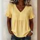 Ruffled Loose-fit V-neck Flared-sleeve Blouse
