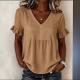 Ruffled Loose-fit V-neck Flared-sleeve Blouse
