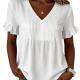 Ruffled Loose-fit V-neck Flared-sleeve Blouse